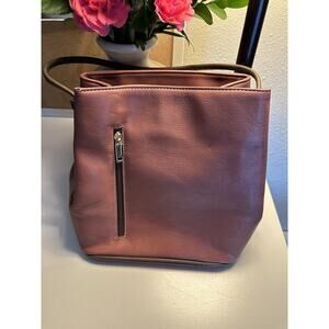 SAMOE STYLE ADJUSTABLE STRAP BUCKET PURSE Pink Leather Boho